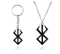 JIIENO Lot de 2 colliers Berserk - Symbole du guerrier fou de la mythologie nordique viking - Bijou fantaisie - En zinc noir - Sans pierre précieuse - 9,9 x 2,4 cm - Métal - Sans pierres précieuses