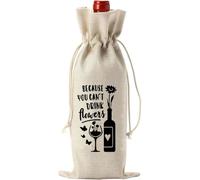 JIIJCAAC Sac cadeau pour vin - Cadeau d'anniversaire pour femme, maman, amie ou collègue - Cadeau amusant pour elle - Sac réutilisable en lin pour bouteille de vin pour une nouvelle maison, des
