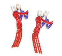 Jiimhte Boucles d'oreilles à pompons pour femme - Boucles d'oreilles pendantes élégantes avec strass pour couple dansant, 2 pièces, bijoux déclaration pour vacances, fête, danse, festival, mariage