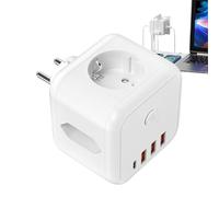 Jiimhte Prolongateur de Prise | 3 Prises AC avec Économiseur D'espace - Multiprise Parafoudre | pour Amis Collègues Bureau Domicile Voyage Cuisine Chambre Table de Nuit Salle de Bain