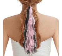 Jiimhte Queue de cheval à envelopper autour de la queue de cheval colorée, queue de cheval naturelle avec attache élastique, perruque tressée synthétique, accessoires de cheveux artificiels pour