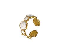 jiingekk Anneaux d'ouverture simples géométriques unisexes réglables en acier inoxydable texturés adaptés pour les mariages et les fêtes à porter en acier inoxydable vintage, taille unique, Comme