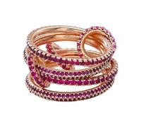 jiingekk Bagues empilables réglables en métal mixte pour femme - Pierre colorée en oxyde de zirconium - Accessoire de bijoux empilable tendance pour femme