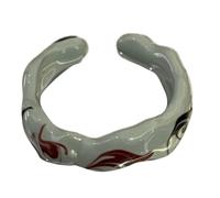 jiingekk Bagues ouvertes élégantes avec feuille d'or réglable en céramique pour les amateurs de mode bijoux tendance, taille unique, Comme décrit, Comme décrit.