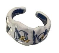 jiingekk Bagues ouvertes élégantes avec feuille d'or réglable en céramique pour les amateurs de mode bijoux tendance, taille unique, Comme décrit, Comme décrit.