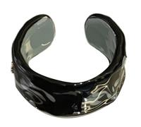 jiingekk Bagues ouvertes élégantes avec feuille d'or réglable en céramique pour les amateurs de mode bijoux tendance, taille unique, Comme décrit, Comme décrit.