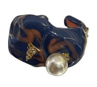 jiingekk Bagues ouvertes élégantes avec feuille d'or réglable en céramique pour les amateurs de mode bijoux tendance, taille unique, Comme décrit, Comme décrit.