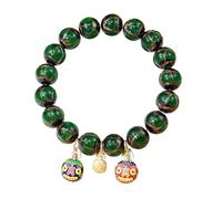 jiingekk Bracelet ethnique chinois vintage en verre gris avec perles multicolores, accessoire pour usage quotidien, dates, taille unique, Comme décrit