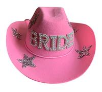 jiingekk Chapeau de cowboy Fedora pour enterrement de vie de jeune fille, fête de mariage, chapeau de cowboy Fedoras blanc pour mariée