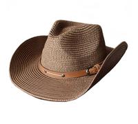 jiingekk Chapeau de paille Panama élégant à large bord, coupe-vent, pliable, pour la plage, les activités de plein air, les vacances, le Panama pour les vacances, Couleur café., M