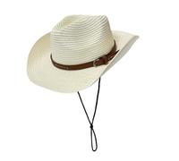 jiingekk Chapeau de paille Panama élégant à large bord, coupe-vent, pliable, pour la plage, les activités de plein air, les vacances, le Panama pour les vacances, Laiteux, M
