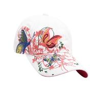 jiingekk Chapeau de soleil brodé en forme de papillon confortable et respirant pour femme - Pour cyclisme, course à pied, tennis, randonnée, sport, plage, blanc, Taille unique