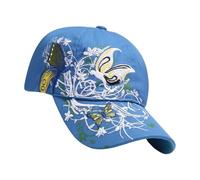 jiingekk Chapeau de soleil brodé en forme de papillon confortable et respirant pour femme - Pour cyclisme, course à pied, tennis, randonnée, sport, plage, bleu, Taille unique