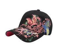 jiingekk Chapeau de soleil brodé en forme de papillon confortable et respirant pour femme - Pour cyclisme, course à pied, tennis, randonnée, sport, plage, Noir , Taille unique