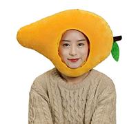 jiingekk Chapeau en peluche en forme de mangue pour fille - Chapeau amusant en peluche - Casque chaud à rabat d'oreille - Pour cosplay, fête, accessoires photo