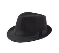 jiingekk Chapeau Fedoras classique pour homme avec bandes noires - Chapeau de soleil à bord court - Accessoire de déguisement pour gentleman