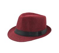 jiingekk Chapeau Fedoras classique pour homme avec bandes noires - Chapeau de soleil à bord court - Accessoire de déguisement pour gentleman