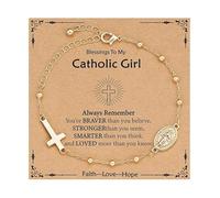 jiingekk Chapelet Vierge Marie avec pendentif en forme de croix en alliage - Bijou religieux pour un usage quotidien et des occasions spirituelles - Chapelet confortable basé sur la foi, taille unique