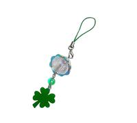 jiingekk Charme de téléphone transparent élégant avec trèfles à quatre feuilles et carillon portable porte-bonheur accessoire de mode usage quotidien