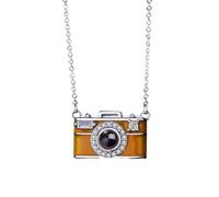 jiingekk Collier avec pendentif d'appareil photo réglable - Projection multilingue - 100 langues - Design compact - Bijoux en cuivre - Collier de démarrage de conversation unique, taille unique, Comme
