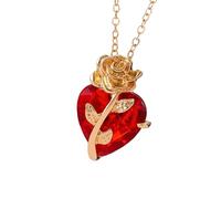 jiingekk Collier clavicule d'inspiration gothique, longueur réglable, collier avec pendentif rose et cœur, taille unique, Comme décrit, Comme décrit.