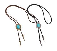 jiingekk Collier élégant en cuir tressé avec pendentif turquoise pour homme et femme, Peigne noir et marron, taille unique