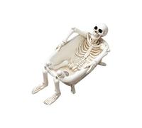 jiingekk Crâne dans les baignoires Sculpture Gothicisme Styles Résine Crâne Statue Halloween Décoration de fête pour la maison Squelette étanche