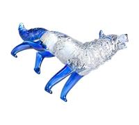 jiingekk Élégante figurine de loup hurlant en verre avec détails complexes pour la décoration de la maison