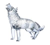 jiingekk Élégante figurine de loup hurlant en verre avec détails complexes pour la décoration de la maison
