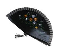 jiingekk Éventail traditionnel espagnol double face en soie avec décorations florales élégantes, fournitures de fête, danse espagnole