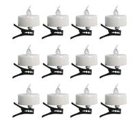 jiingekk Lot de 12 bougies chauffe-plat LED sans flamme réalistes pour vases, tables, piles réutilisables, mariage, bureau