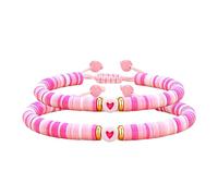 jiingekk Lot de 2 bracelets d'amitié tressés extensibles pour femme - Bijoux en argile douce - Bracelets réglables - Accessoire de poignet tressé flexible, taille unique, Comme décrit