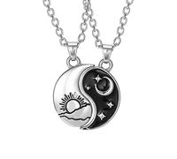 jiingekk Lot de 2 colliers assortis avec pendentif Chi, amitié, couple, chaîne de clavicule pour le meilleur, taille unique, Comme décrit, Comme décrit.