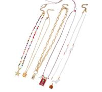 jiingekk Lot de 5 colliers inspirés des océaniques avec graviers irréguliers et chaînes de perles côtières pour décoration de festival, fête, accessoires de bijoux