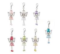 jiingekk Lot de 7 breloques uniques en forme d'aile angélique conçues avec des perles synthétiques et des détails floraux pour une utilisation polyvalente