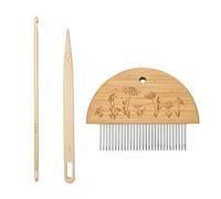 jiingekk Outil de tissage de tapisserie Fourchettes Peigne Batteur Bois Dents Fines Main Bâton Outil à Main