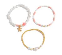 jiingekk Perles multicouches faites à la main avec des étoiles de mer et des coquillages pour empiler des bracelets d'amitié multicouches en acrylique, taille unique, Comme décrit