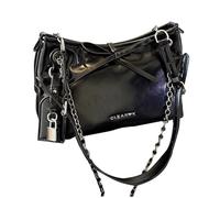 jiingekk Sac à bandoulière pratique en cuir synthétique avec nœuds à la mode, espace de rangement généreux, design léger, sac à main à la mode avec nœuds convertibles, Noir , One Size