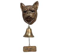 jiingekk Sonnette de bienvenue vintage en résine en forme de chien avec clochettes suspendues Décoration de porche pour propriétaires de chiens Jardin Panneau de bienvenue Décors