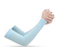 jiingekk Sports de plein air Ice Silk crème solaire unisexe manches longues gants pour le soleil UV pour la protection des mains couverture bras protection solaire bras châle, bleu ciel, A