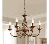 JIINOO Lustre Vintage Bronze 6 Lumières, Suspension Fer Forgé, 54 cm