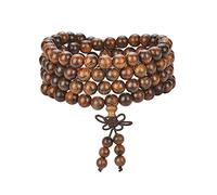 anzhongli Bracelet Mala Perles 108 8 mm Prière Méditation Bois de Santal Élastique, 8 month, Bois, circulaire