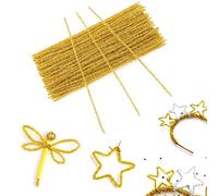 jijAcraft 100PCS Fil de Chenille Éclair, 30CM Or Tuyau en Chenille, 6mm Cure Pipe Pailleté pour Bricolage Artisanat Décorations de Noël