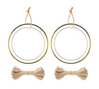 jijAcraft Étiquettes cadeaux en papier blanc de 6 cm : étiquettes rondes en papier avec bord doré pour écrire 100 étiquettes vierges en papier kraft avec ficelle pour mariage, communion