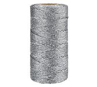 jijAcraft Fil d'argent Métallique Cordon 1,5 mm x 100 mètres, pour la Décoration de Noël, Bijoux, Emballage de Cadeaux, Loisirs Créatifs (Argent, Non élastique)