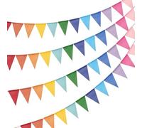 jijAcraft Guirlande de fanions d'extérieur résistante aux intempéries arc-en-ciel : guirlande réutilisable 12 m pour jardin guirlande de fanions en toile de jute colorée avec 36 fanions pour le