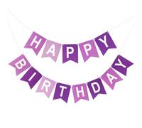 jijAcraft Guirlande Happy Birthday violet : guirlande d'anniversaire pré-filetée, 16 × 20 cm grande bannière de décoration d'anniversaire en papier pour fête d'anniversaire, fond photo d'anniversaire