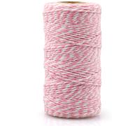 Jijacraft Pink and White Twine String 328 pieds Bakers Christmas Twine String 2 mm Emballage Heavy Duty pour DIY Crafts Christmas Decor