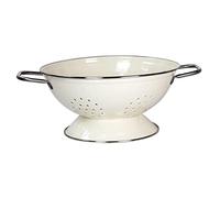 JiJia LeCo Enamel Colander Bowl Style Vintage Self Draining Fruits Bowls Set de vaisselle en métal Décoration de table de cuisine pour la maison (Small, White) (Large White)