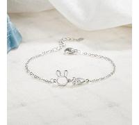 JIJIBA 2023 Nouveaux Bracelets de Couleur Argent Sterling pour Femmes Papillons Zircon Lapin Charm Main Chain Link Orignal Bijoux de Mode